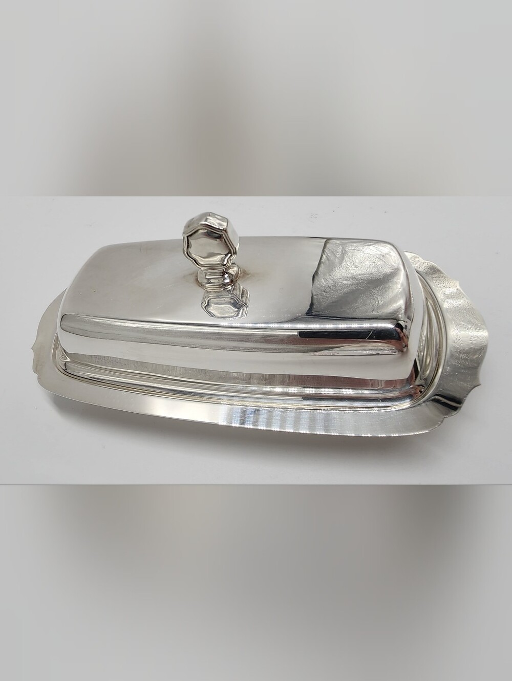 Wallace Amesbury Stainless Steel & Glass Vintage 3 Piece Butter Dish